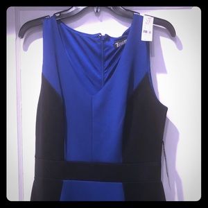 Blue and Black color block Midi Dress
